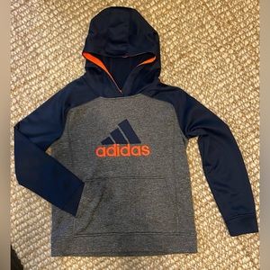 Boys Adidas Sweatshirt Large 14/16 Navy gray Neon orange